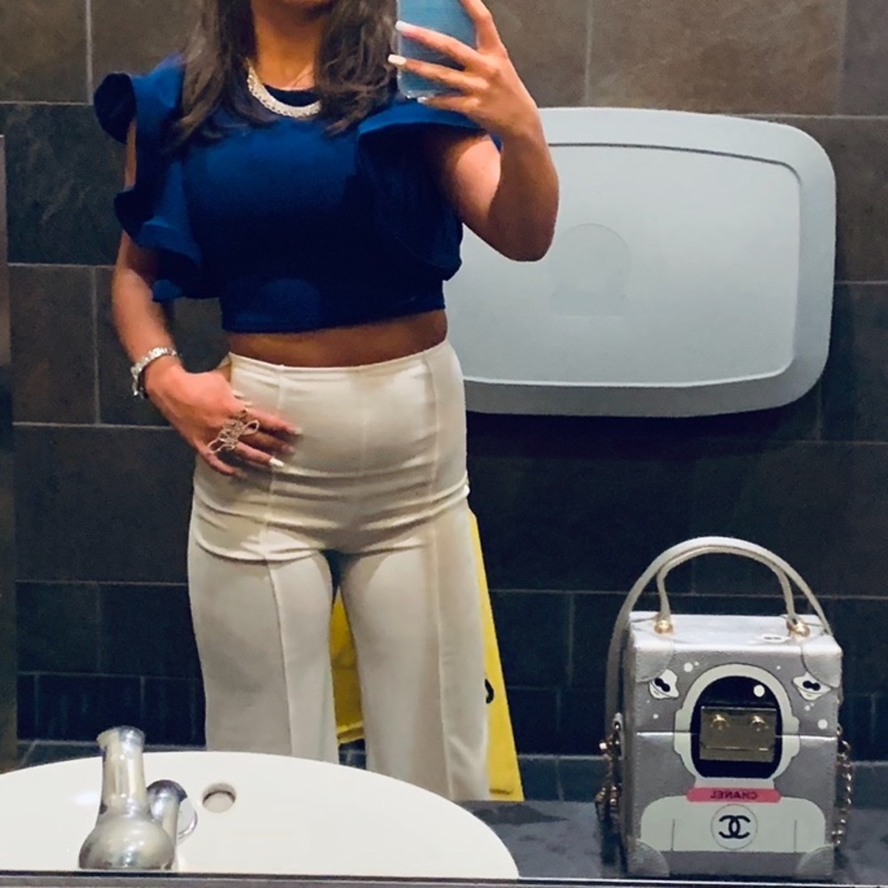 Blue ruffle shirt